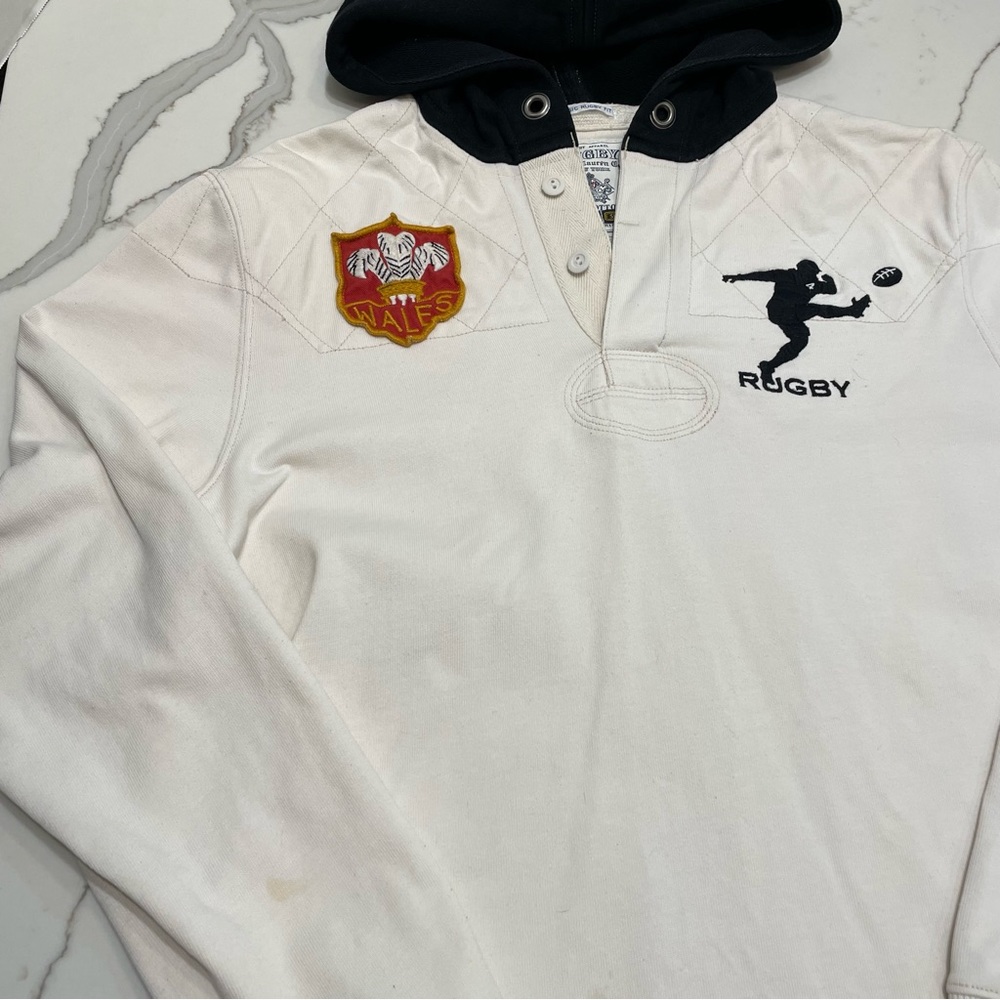 Vtg Ralph Lauren Wales Dragon Rugby Long Sleeve Hooded #2 Jersey Shirt Mens S - Picture 3 of 13